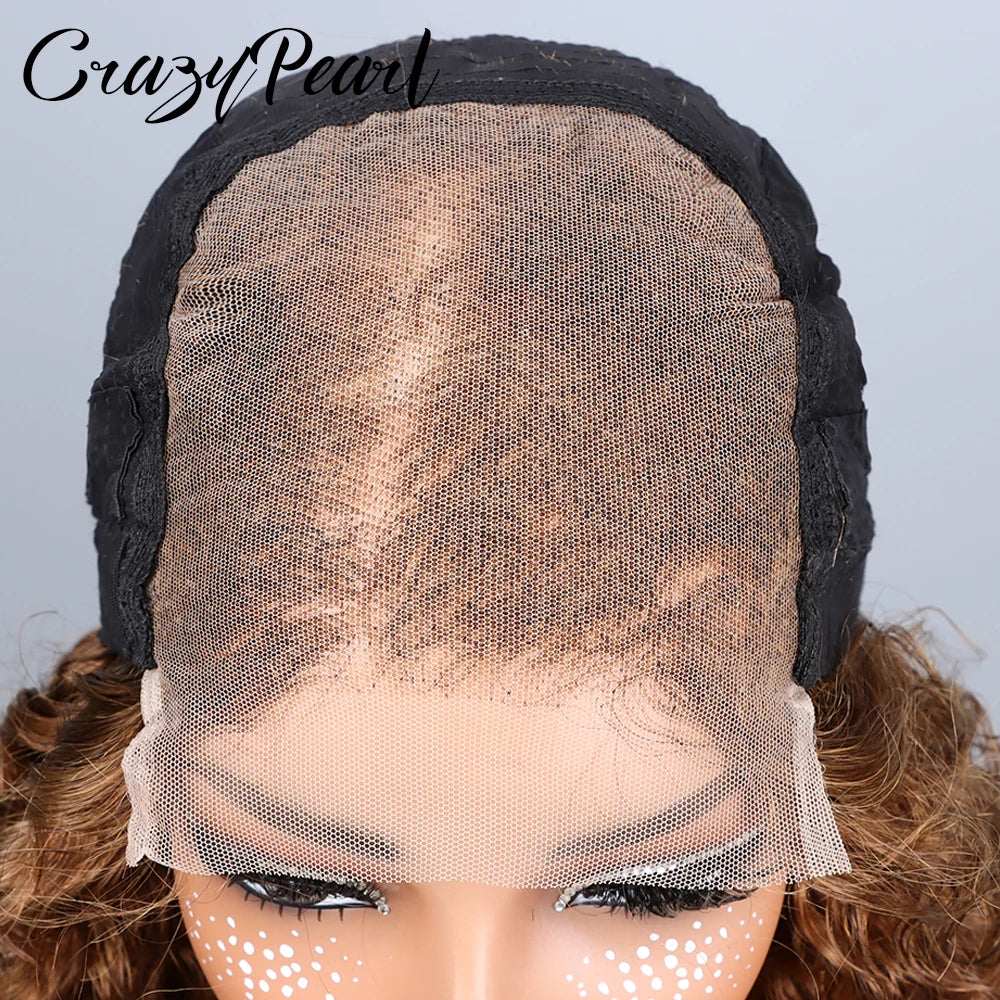 Water Wave Highlight Human Hair Closure Wig for Women