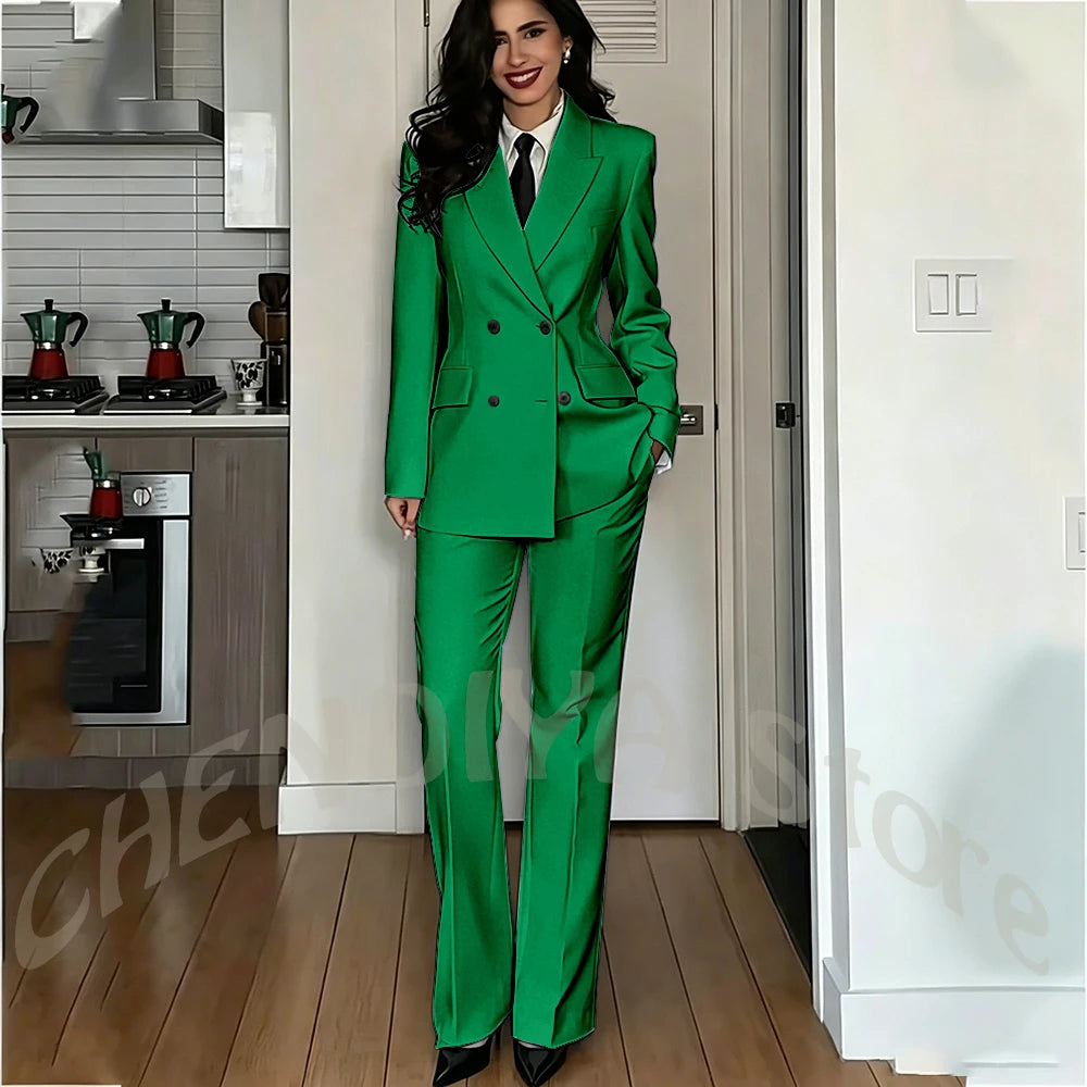Modern Lady Pure White Suit Double Breasted Peak Lapel Casual Chic Women Suit Formal Dinner Party Business Office Outfit Costume