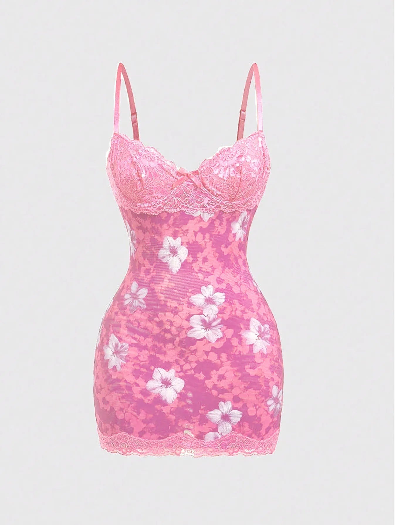 Leopard Print Lace Spaghetti Strap Bodycon Dress for Women