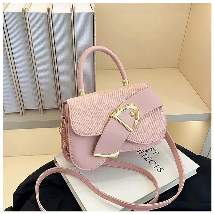Women's Elegant Minimalist Shoulder Bag Golden-Tone Hardware Adjustable Strap Formal Purse Durable Handbag Fashionable Tote