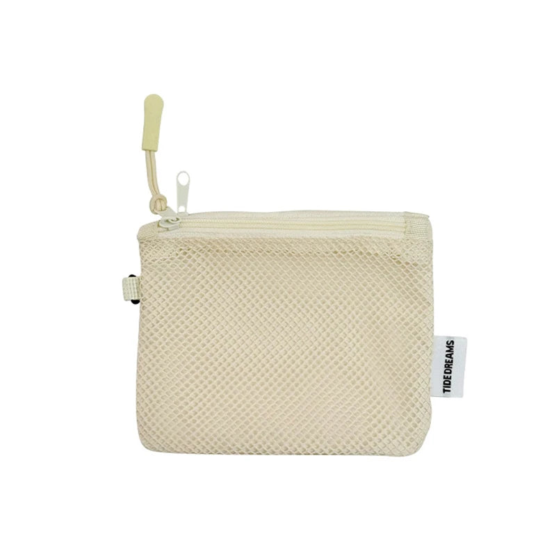 Double-layer Zipper Bag Simple Mesh Storage Bag Large Capacity Portable Earphone Lipstick Cosmetic Bag Mesh Coin Storage Bag