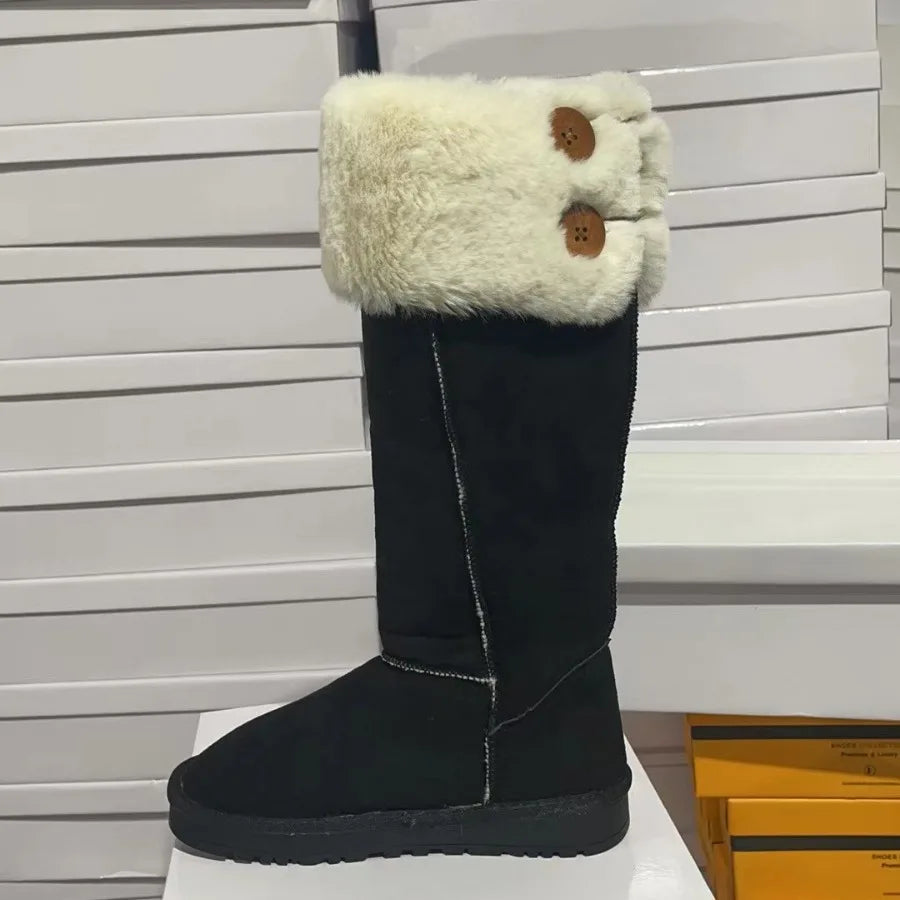 Classic Slip On Square Heel Mid Calf Boots for Women