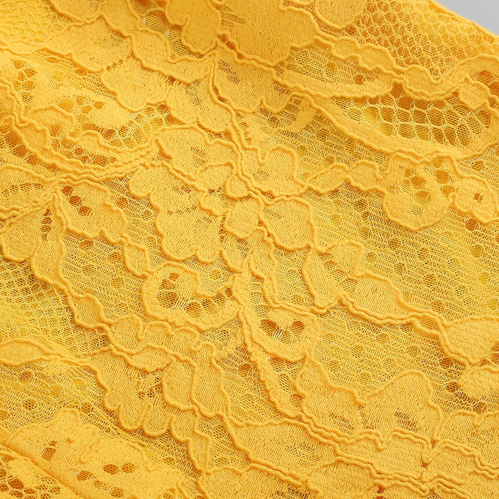 Women's Casual Chic Hollow Out Luxury High-Quality Lace Long Sleeve Suit Jacket High Waist Shorts Three Pieces Set Evening Party