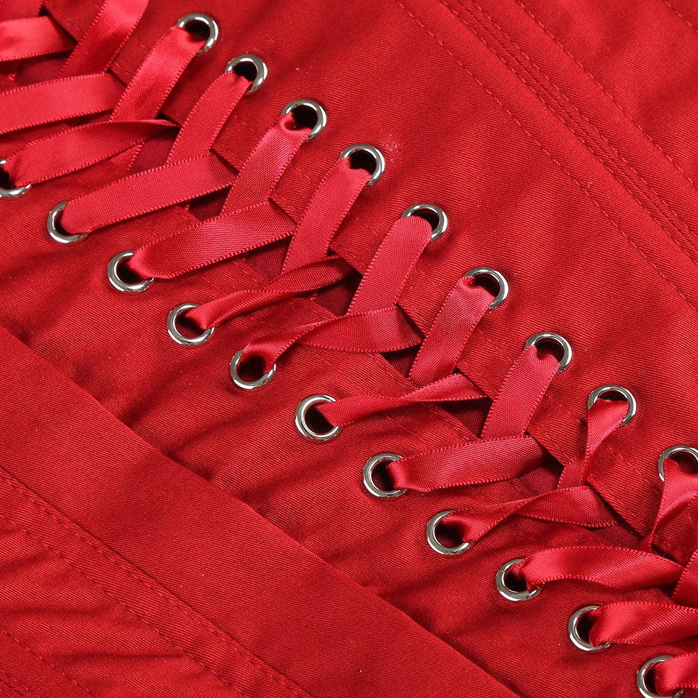 Women's Sexy Strapless Red Mini Skirt and Off-Shoulder Corset Top Two-Piece Set Lace Up Elegant Quality Luxury Party Dress