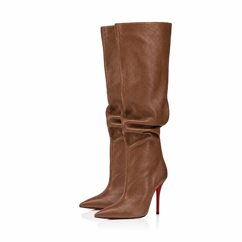 Pointed Toe Slim High Heel Knee High Boots for Women