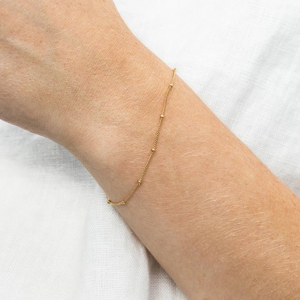 Gold Tone Stainless Steel Figaro Chain Bracelet for Women