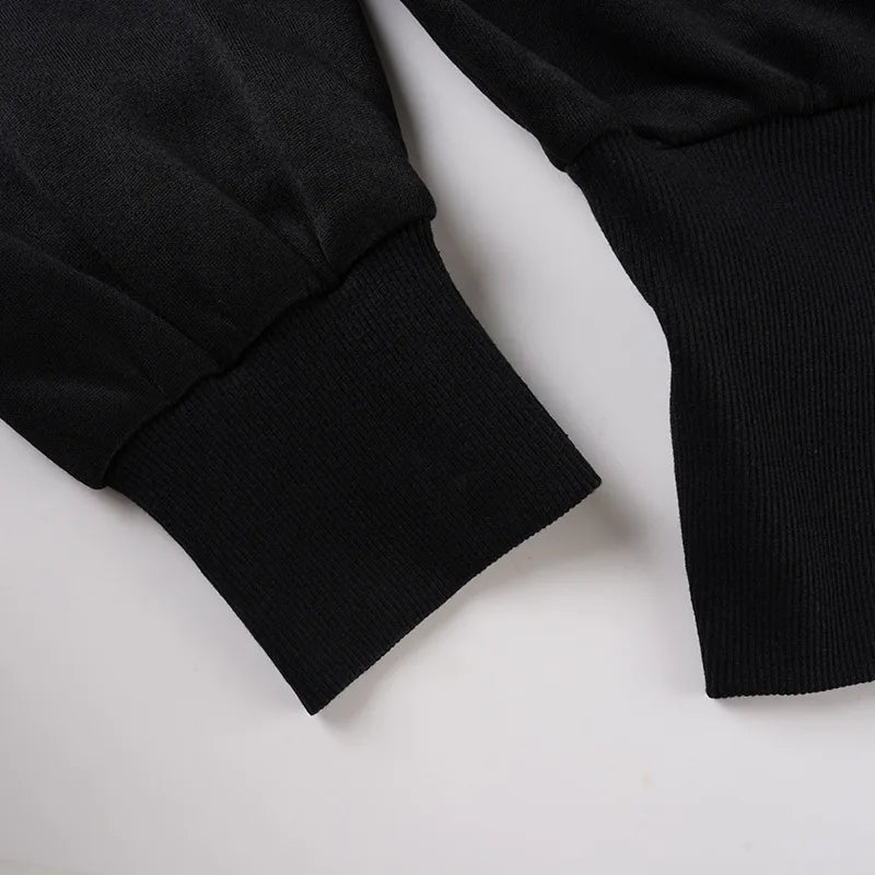 Y2K Winter Fashion Streetwear Women's Black Zip - Up Hoodie With Trendy Casual Long Sleeve Cropped Jacket Style Party