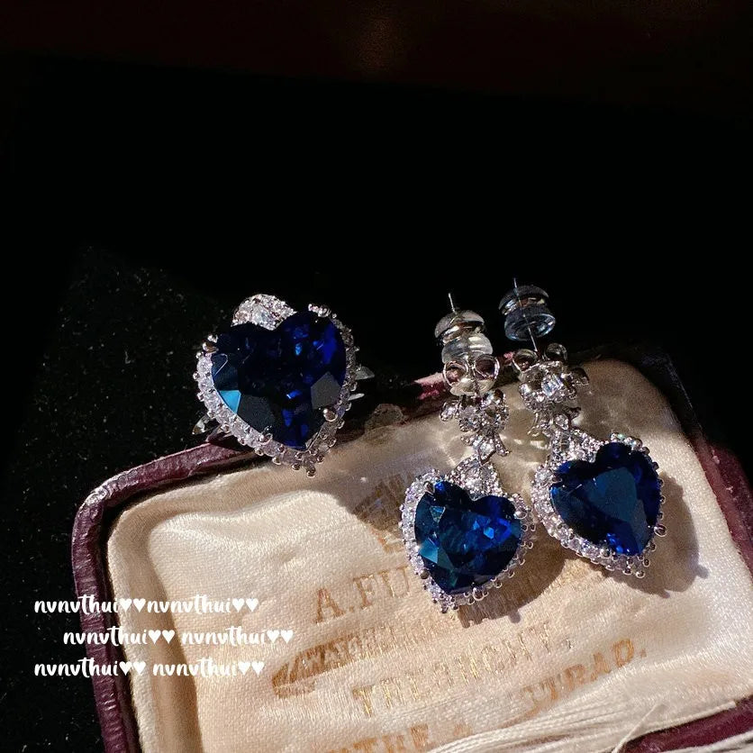 Elegant Blue Cubic Zirconia Bridal Jewelry Set for Women