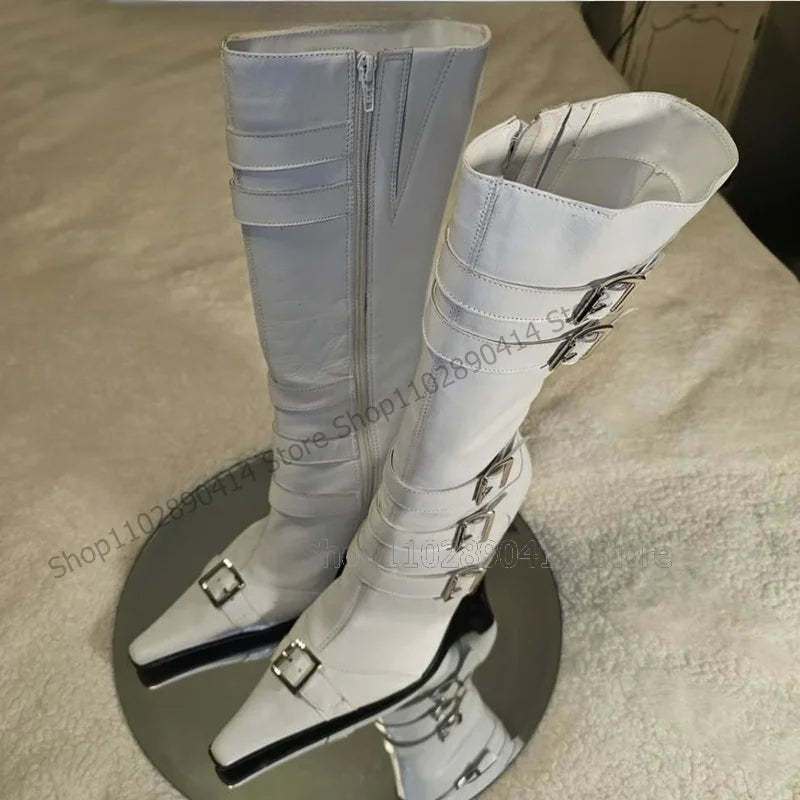 White Matte Leather Ankle Boots With Side Zipper for Women
