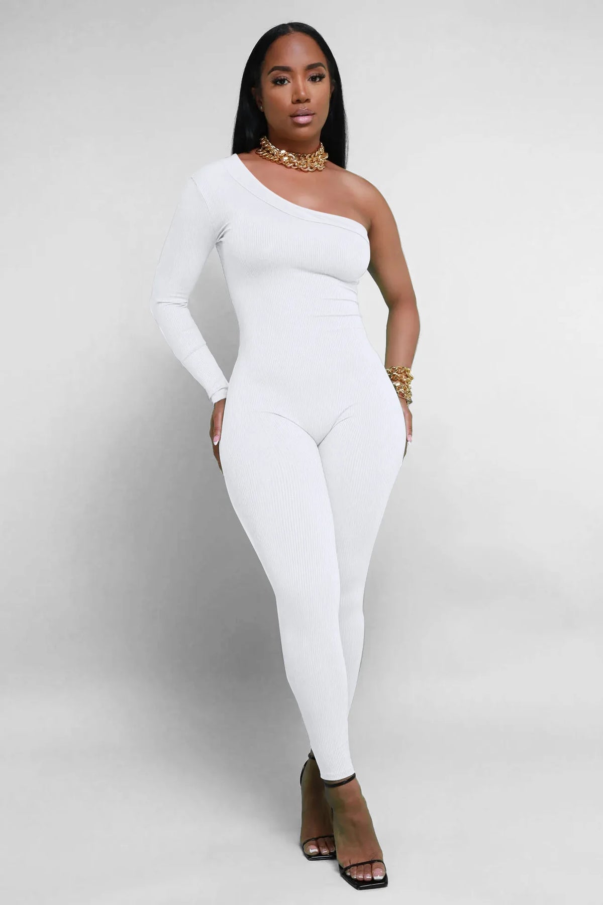 Slim Fit Knitted Full Length Club Jumpsuit for Women