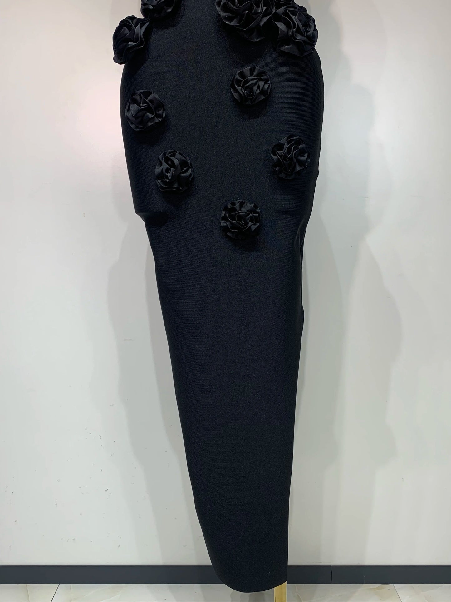 2025 Newest Women Sexy Strapless Backless Red Flower Midi Bandage Dress Celebirty Elegant Evening Club Party Birthday Dresses