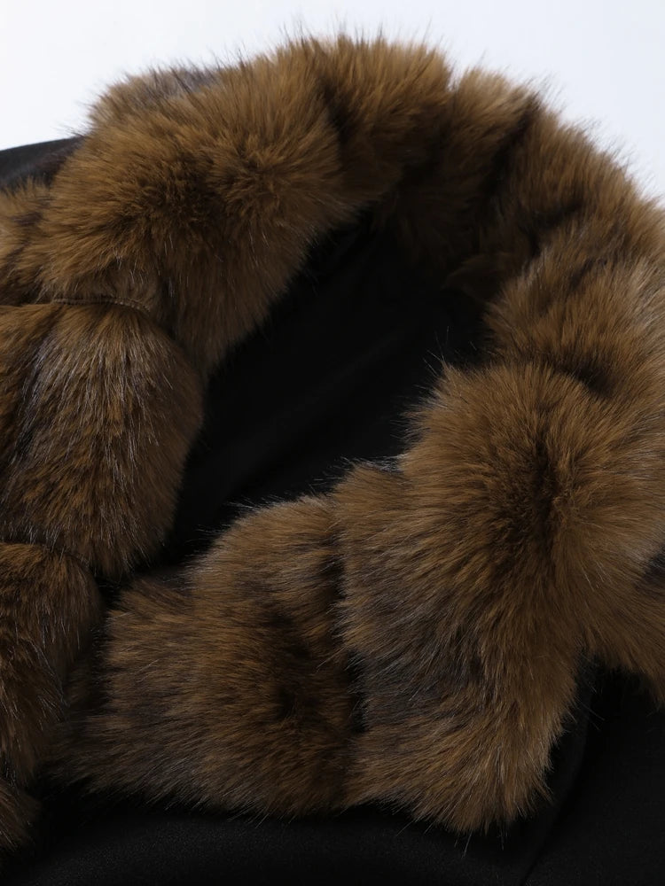 Shawl Faux Fur Coat With Lace Up Belt for Women