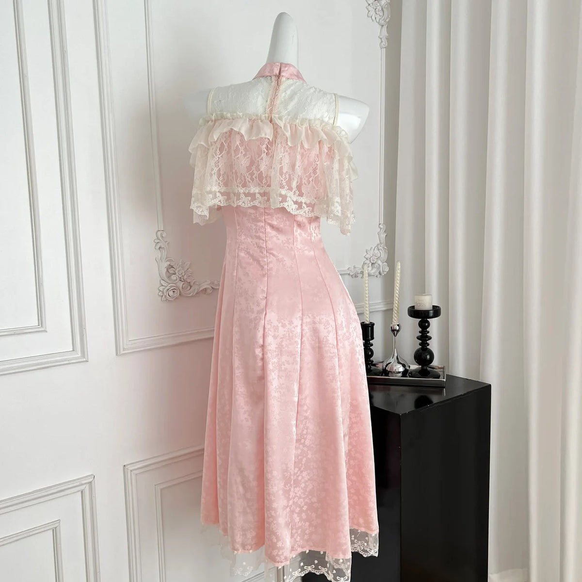 Off-Shoulder Lace Bow Dress