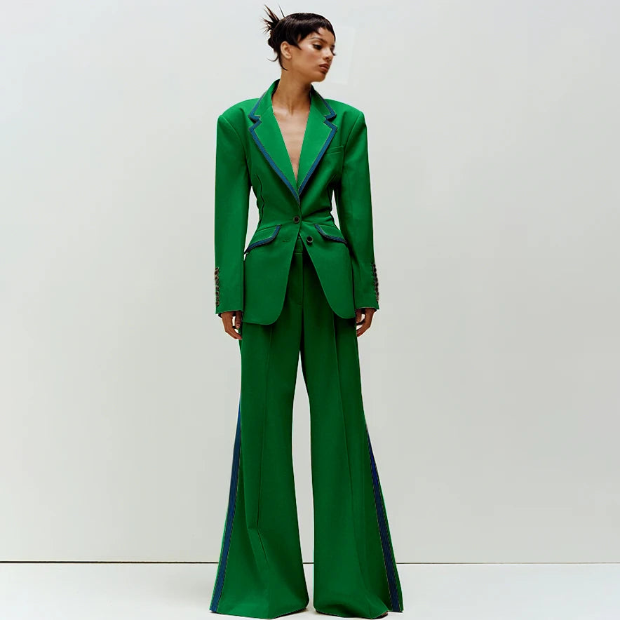 Tailored Notched Collar Two Piece Suit Set For Women