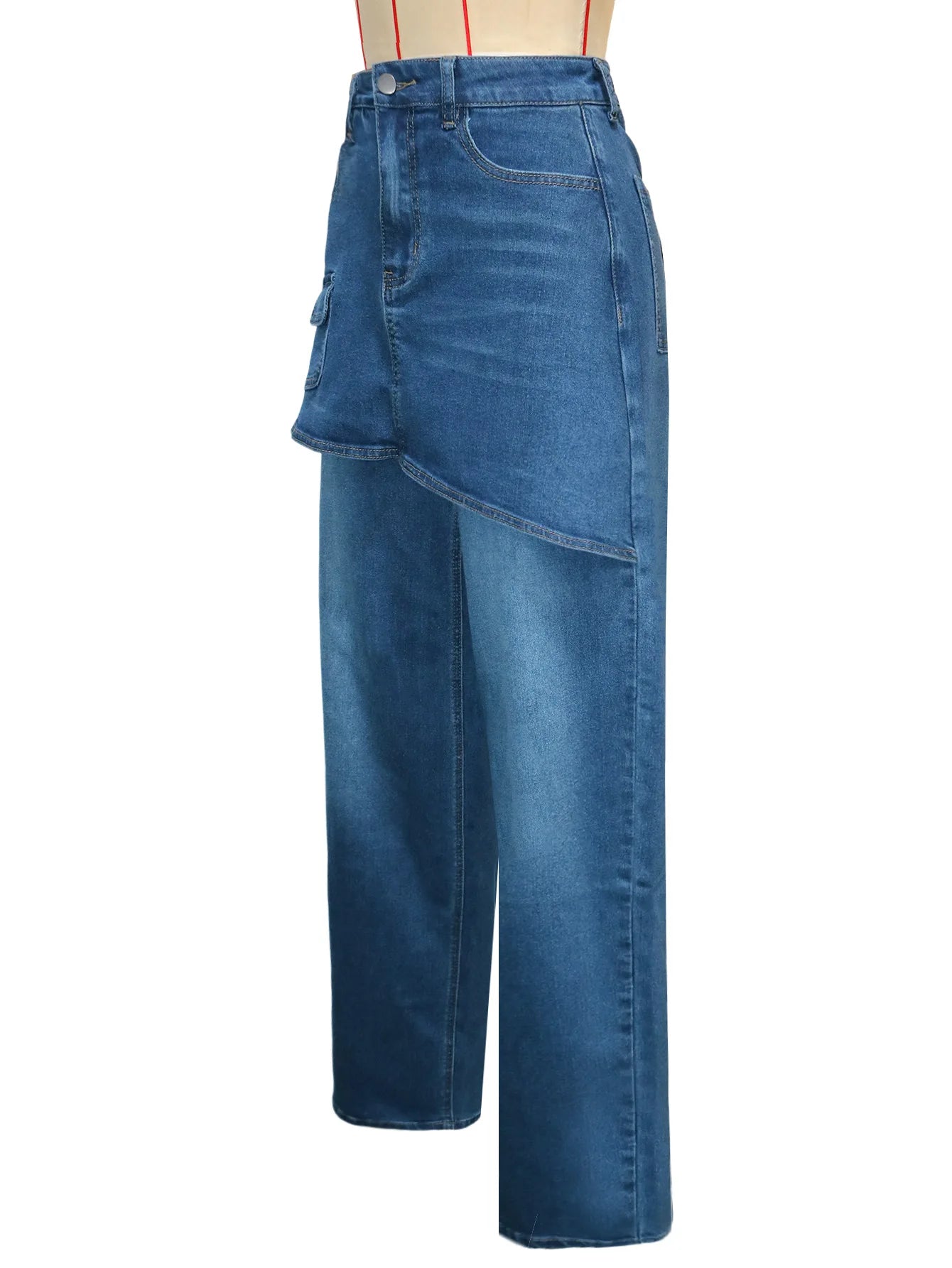 High Waisted Wide Leg Denim Jeans With Detachable Skirt For Women
