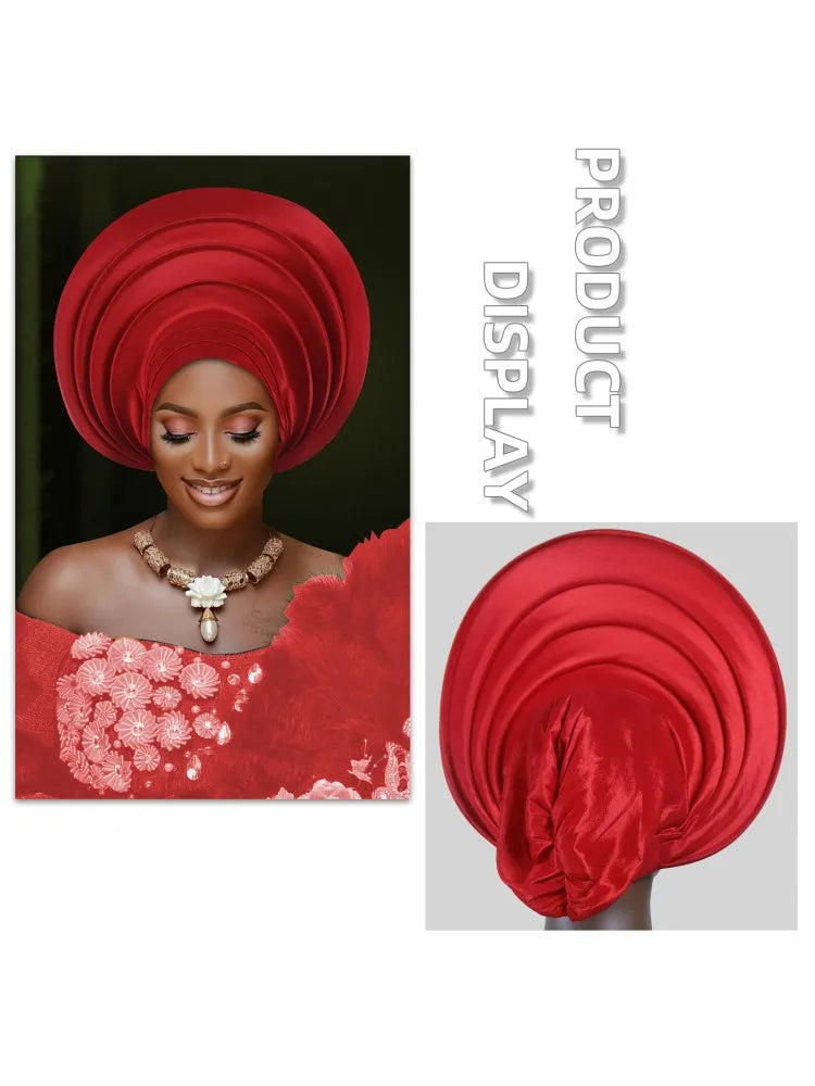 African Wedding Gele Turban Head Wrap Cap for Women