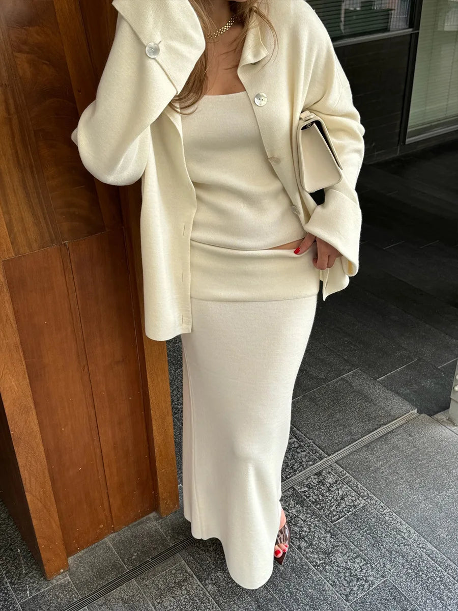 Three-Piece Knit Set Ensemble