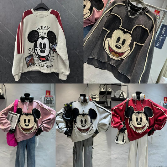 Loose Sequined Cartoon Sweatshirt