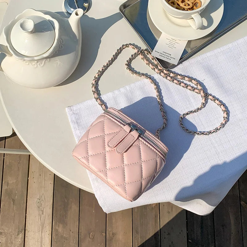 Mini Denim Crossbody Bag with Chain Strap for Women