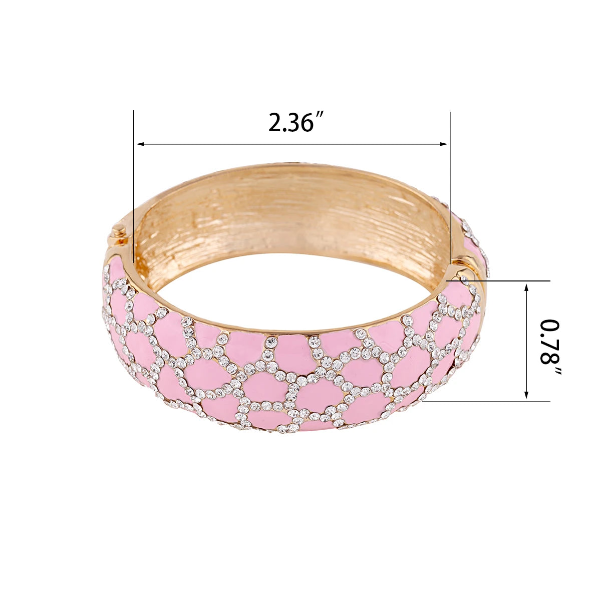 Colorful Enameled Rhinestone Statement Bangle Bracelet for Women