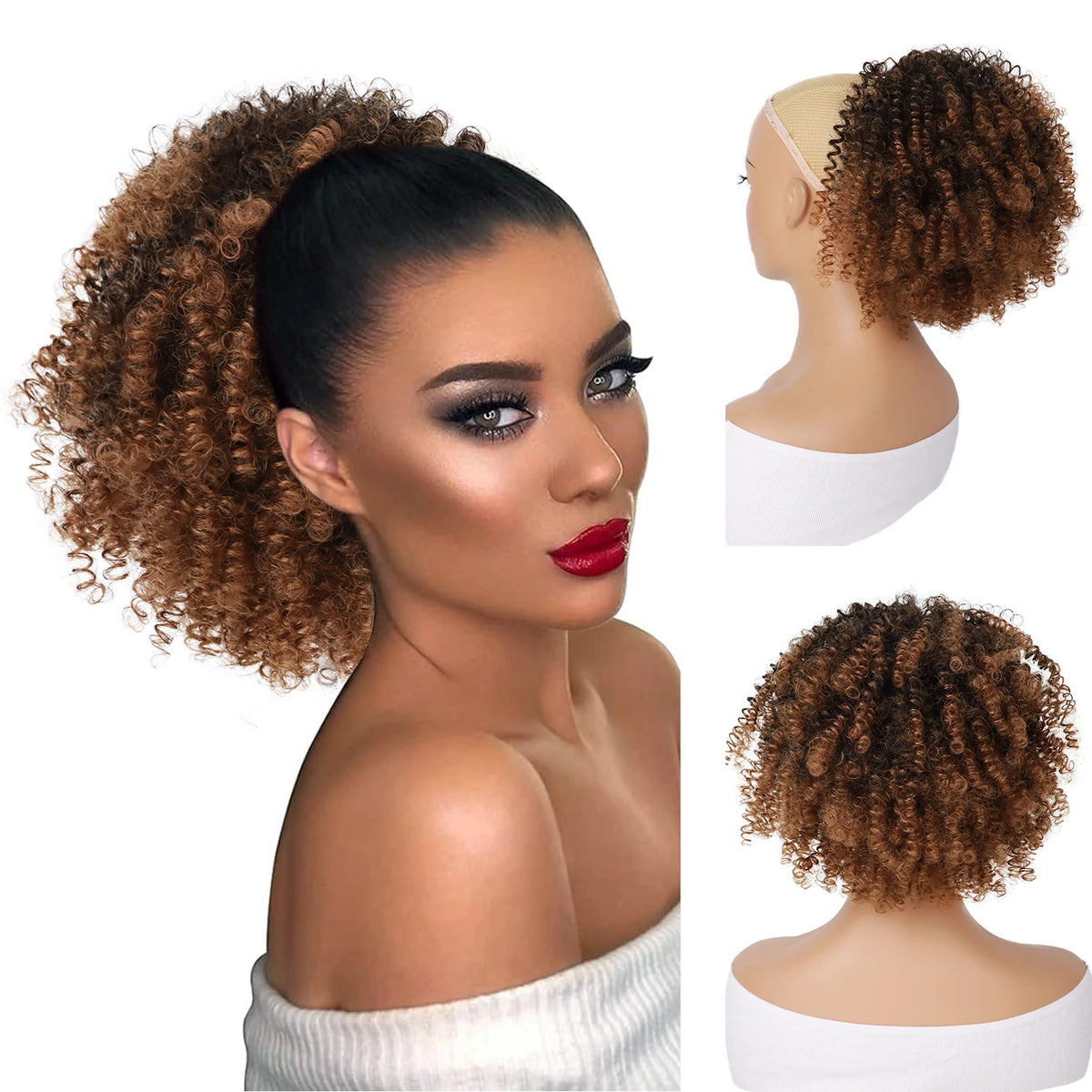Premium Clip In Curly Afro Puff Hairpiece for Women