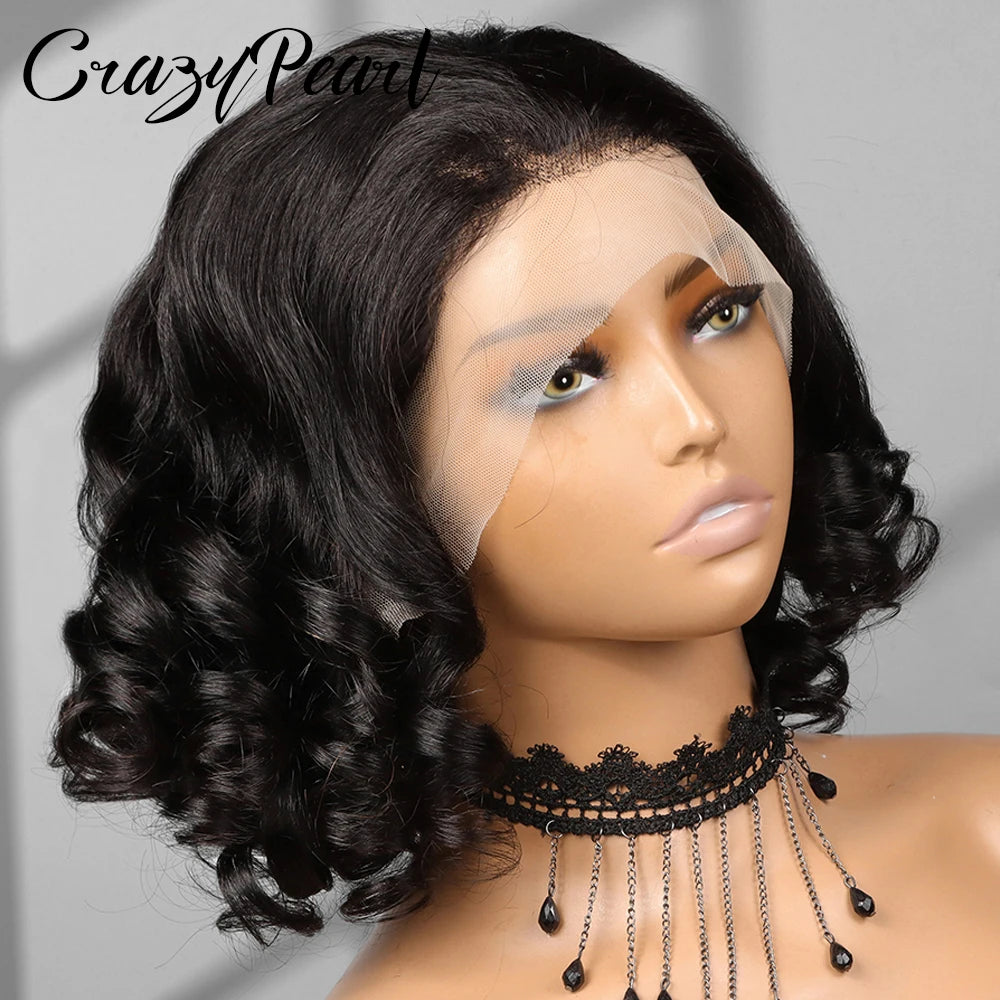 Loose Wave Lace Frontal Bob Wig With Human Hair for Women