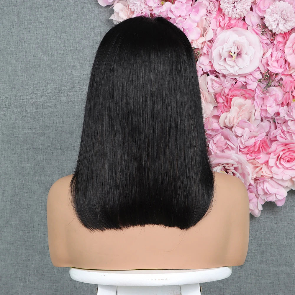 HD Straight Brazilian Human Hair Bob Lace Front Wig for Women