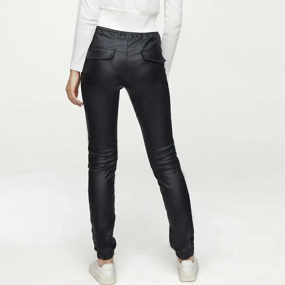 Sexy black high waist PU leather pants women fashion streetwear baggy pants trousers woman clothing gothic casual harem pants