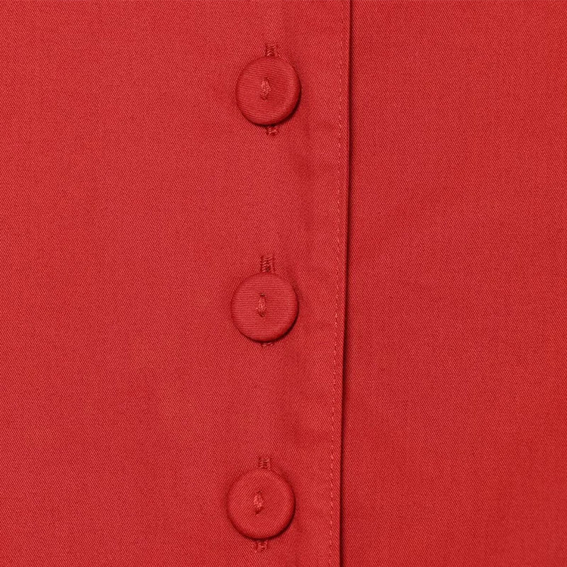 Casual Red Jacket With Turn-Down Collar and Long Sleeves for Women