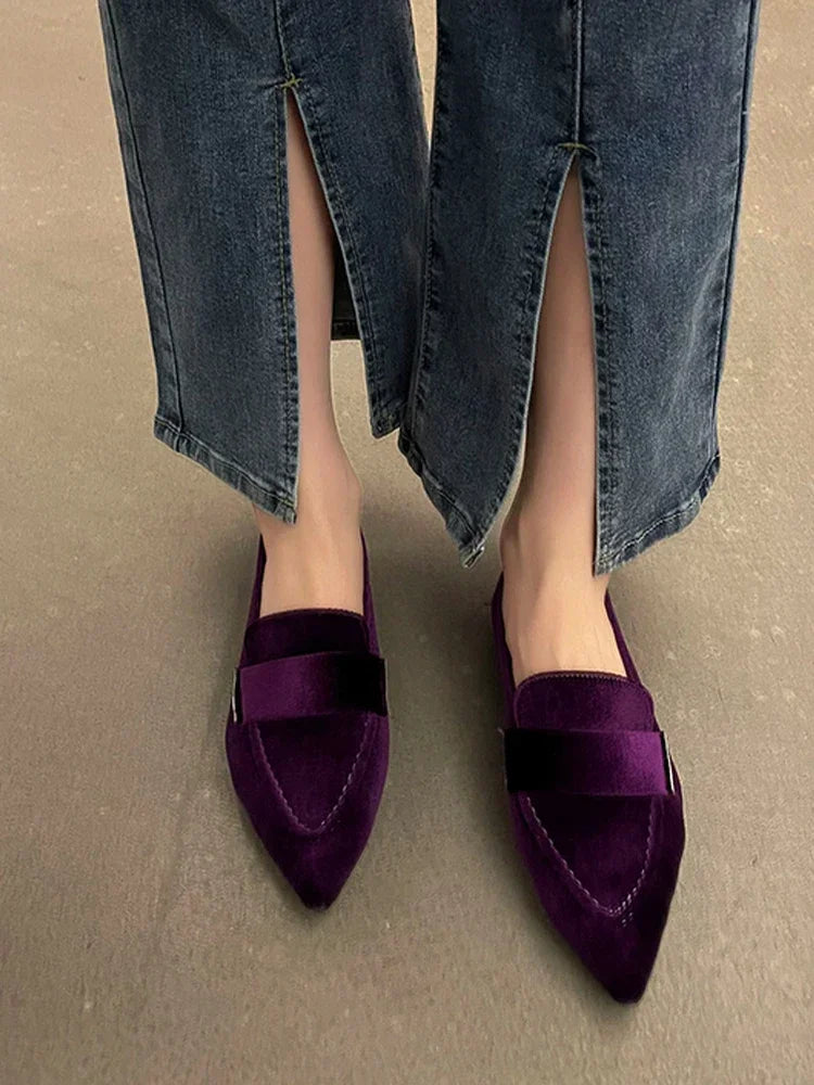 Slip On Casual Suede Pointed Toe Ballet Flats for Women