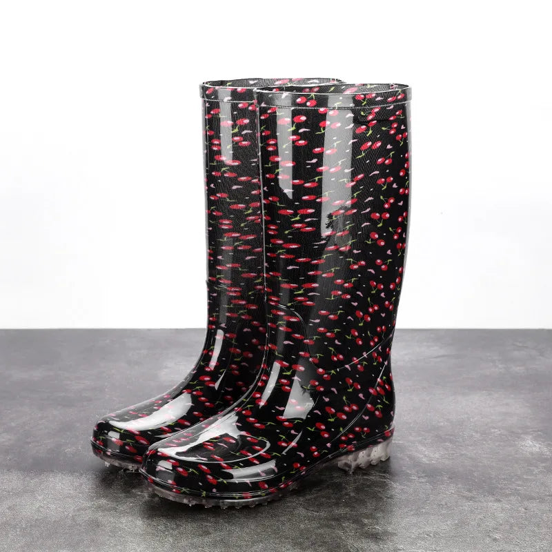 Floral Printed Anti Slip Comfortable Rain Boots For Women