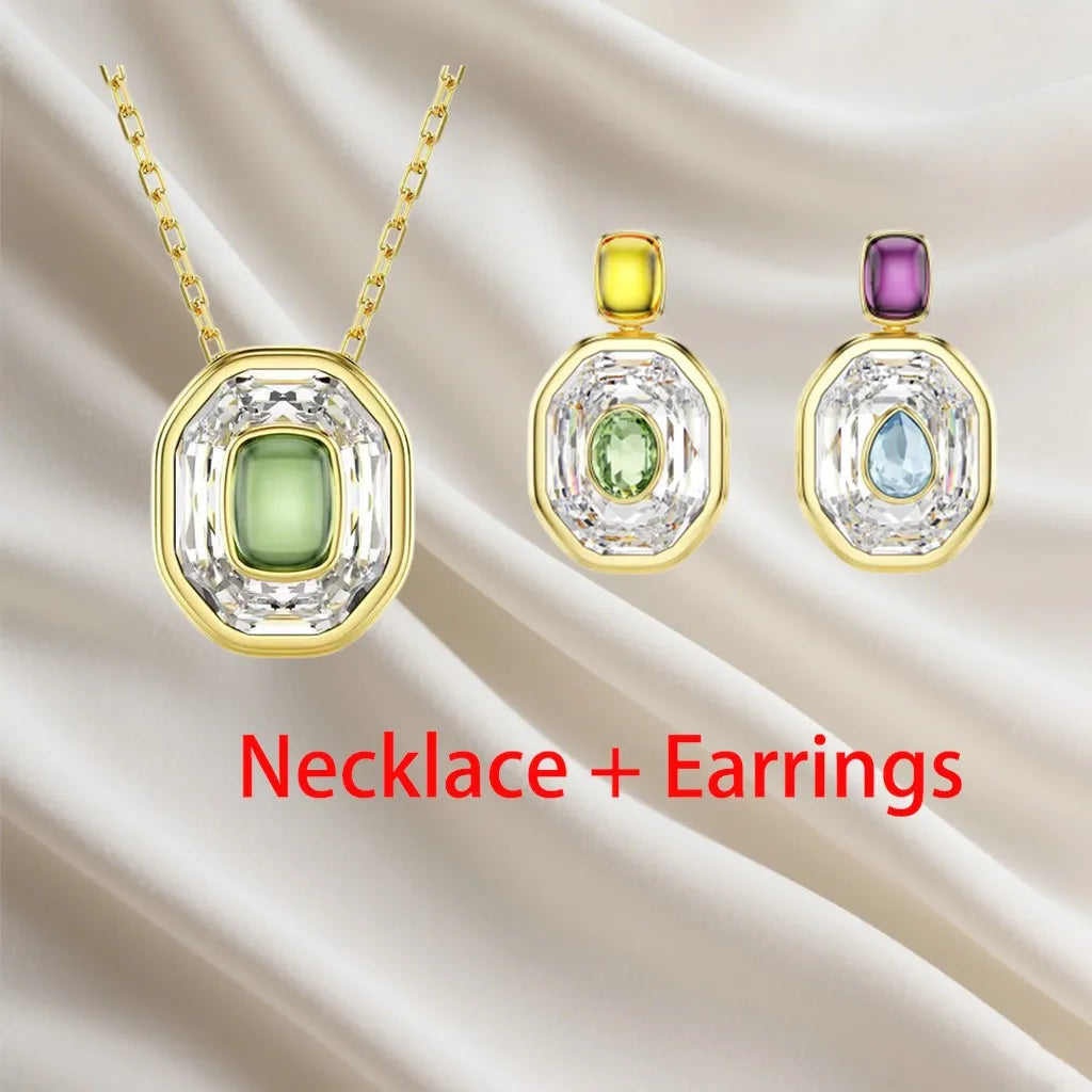 Sparkling Inlaid Pearl Pendant Jewelry Set for Women