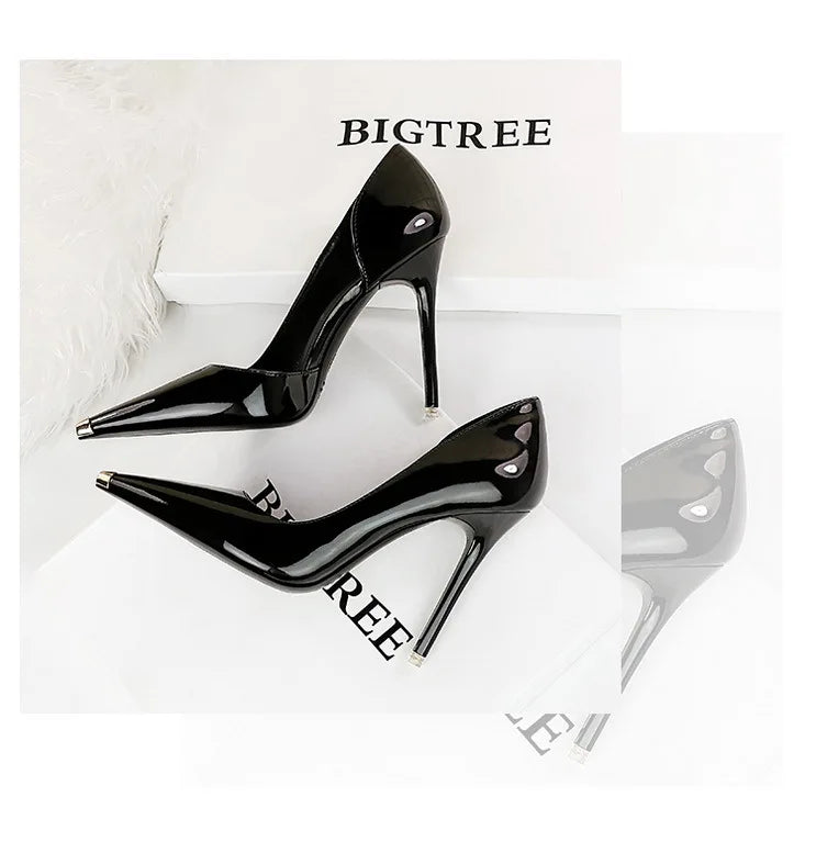 Pointed Toe Patent Leather Stiletto Pumps for Women