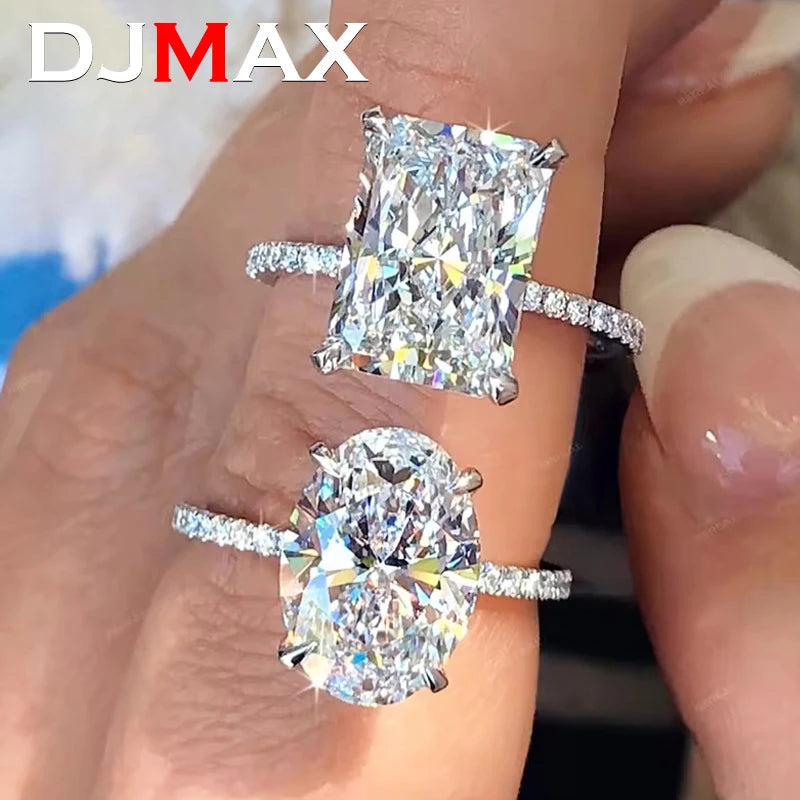 Oval Cut Moissanite Sterling Silver Engagement Ring for Women