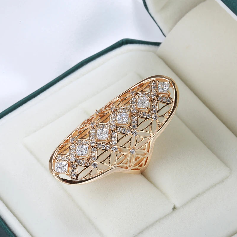 Rose Gold Plated Zircon Statement Ring