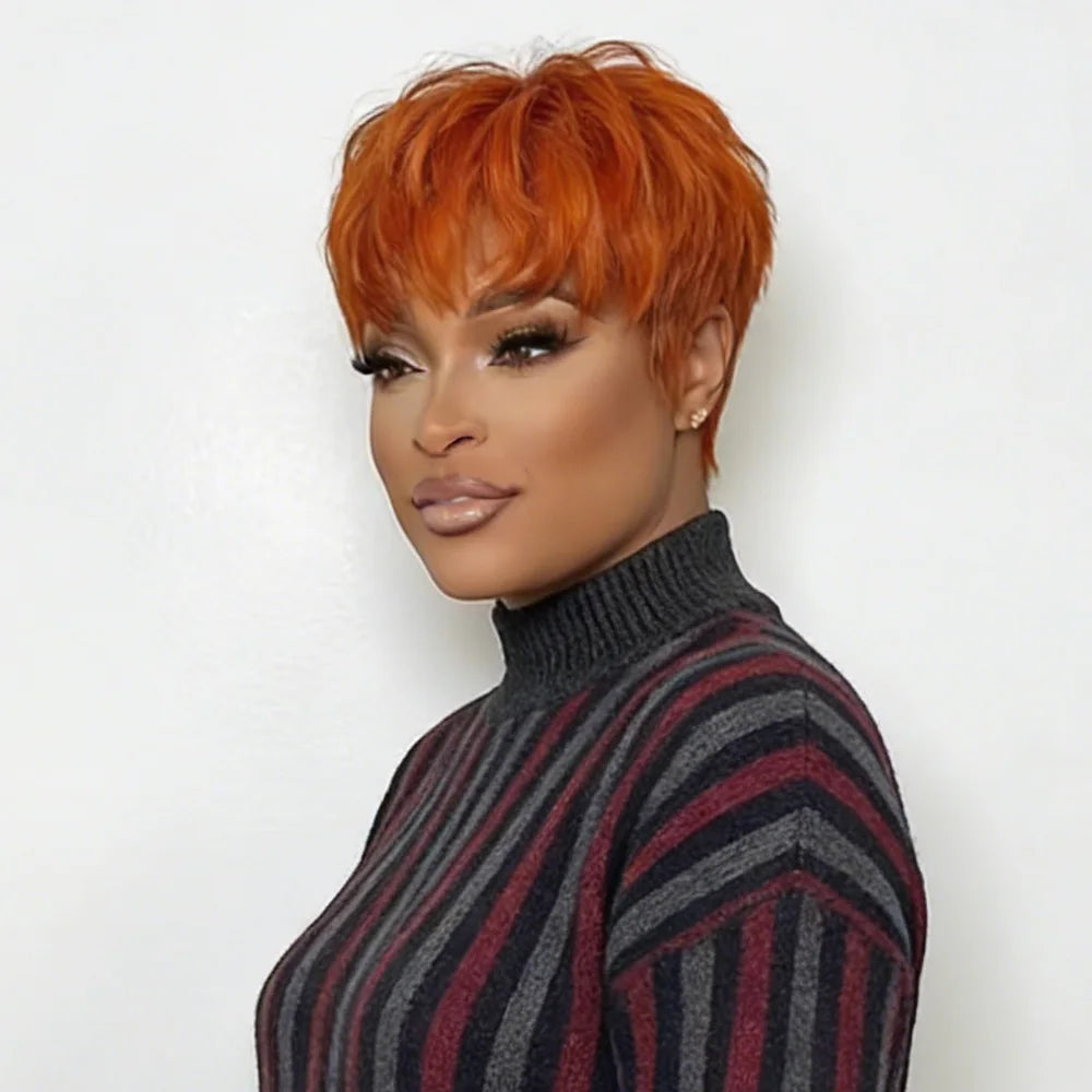 Realistic Short Straight Pixie Cut Human Hair Wig For Women
