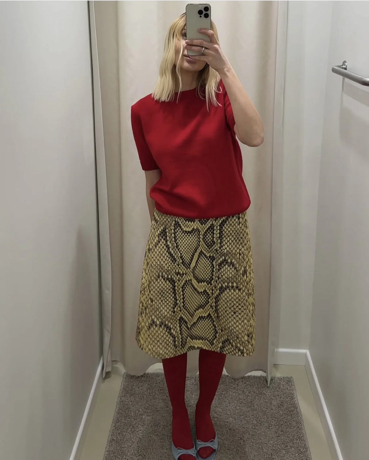 Snake Print High Waist Slim Fit Midi Skirt for Women