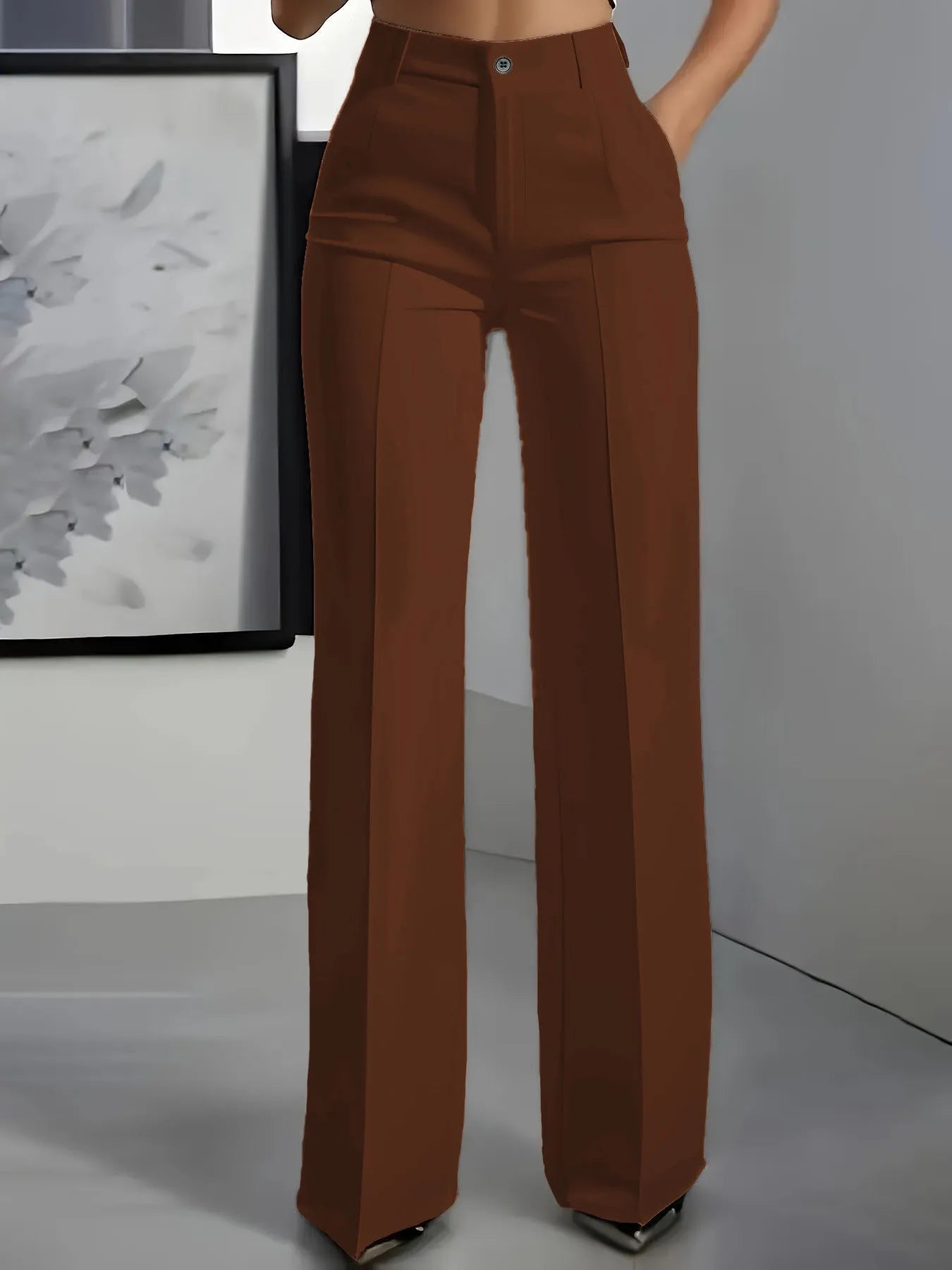 2026 New Women's High-Waist Drapey Straight-Leg Suit Pants Simple Elegant Long Trousers for Ladies