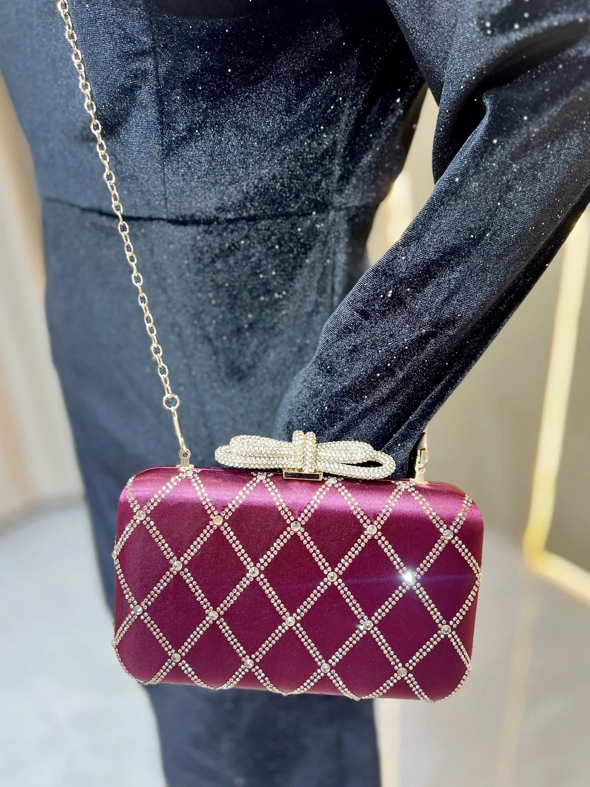 Glitter Rhinestone Clutch Messenger Bag for Women