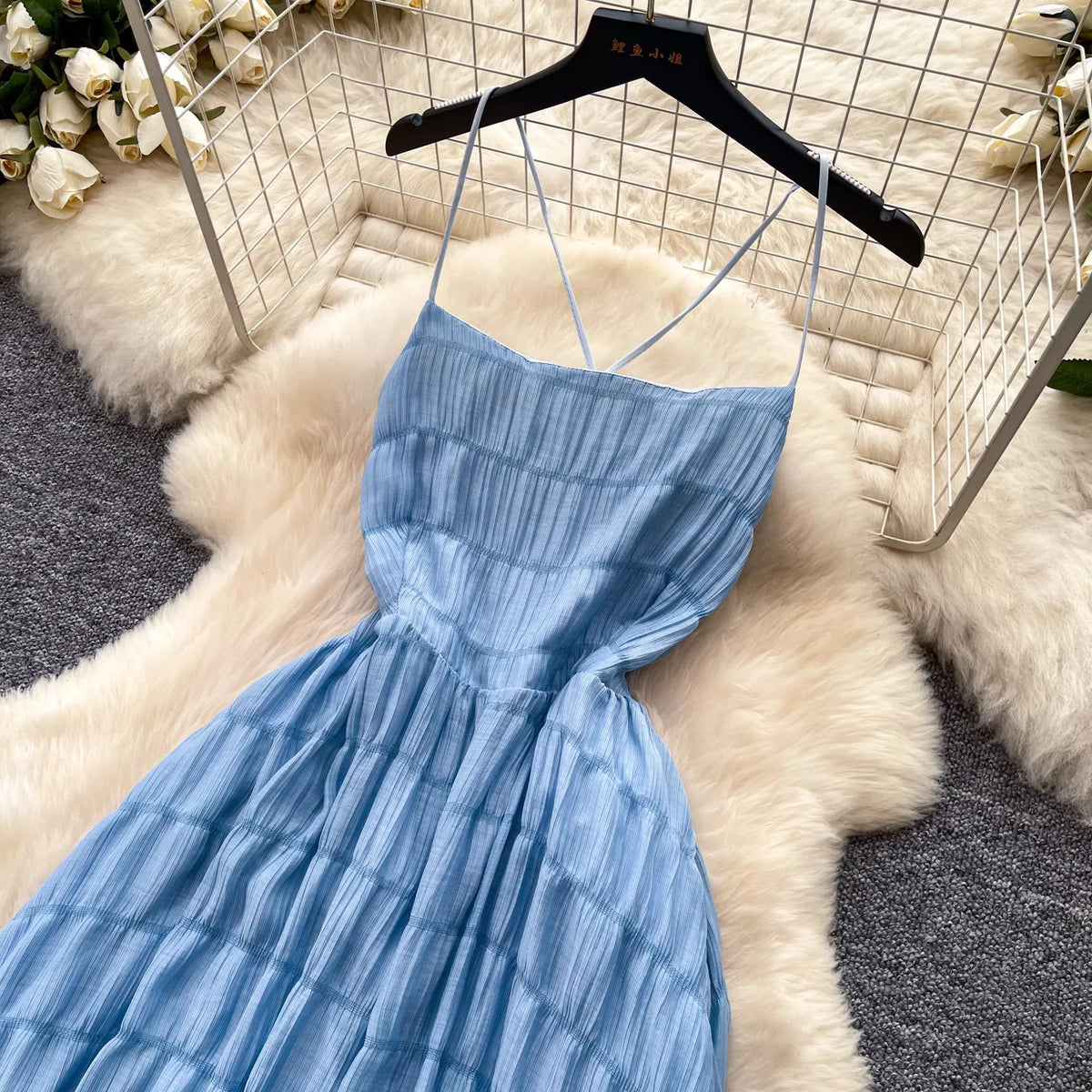 Backless Lace Up Summer A-Line Maxi Sundress for Women