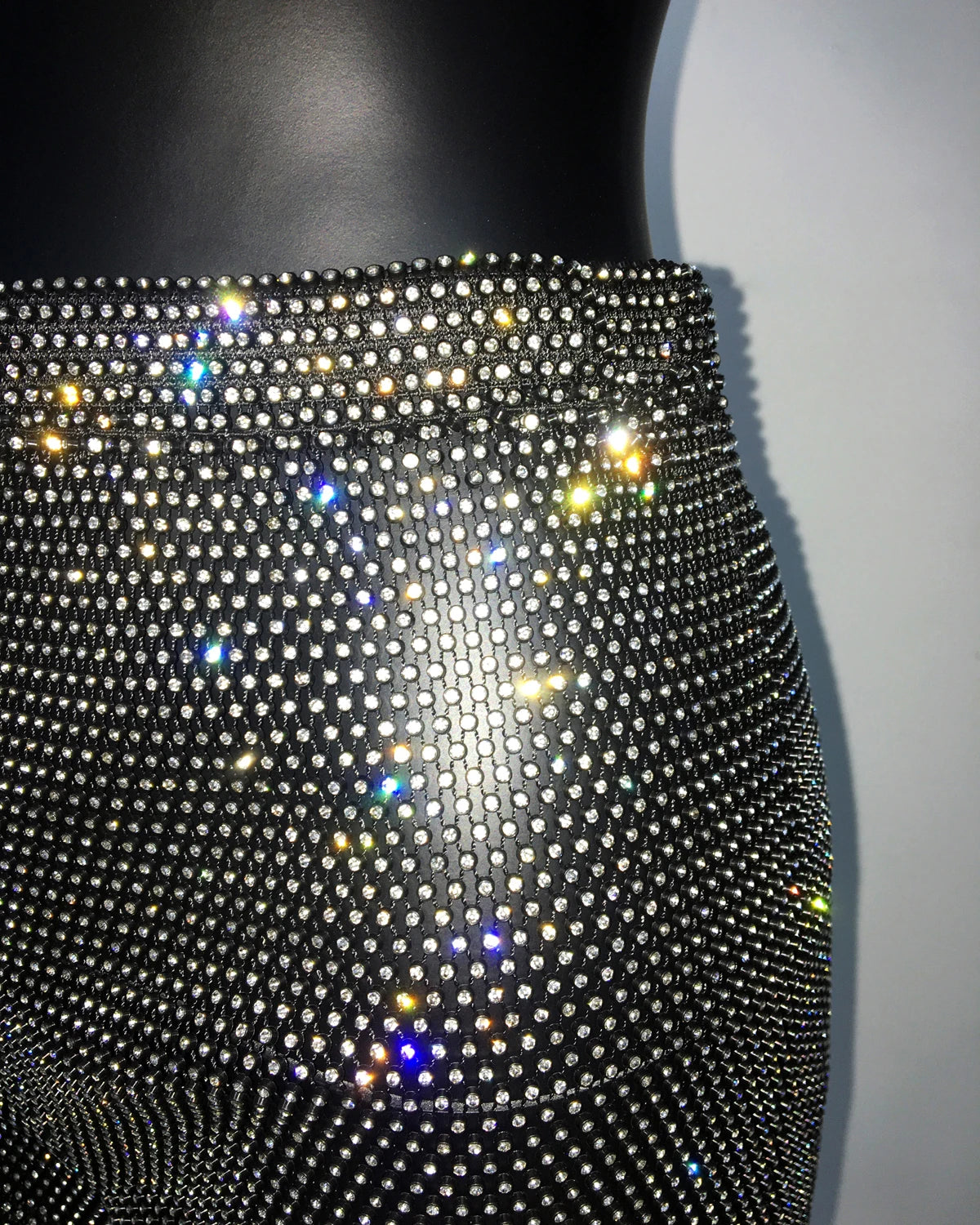 Rhinestone Fishnet Mesh High Waisted Shorts for Women