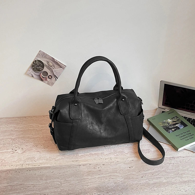 Practical Pure Color Vegan Leather Shoulder Crossbody Bags for Women