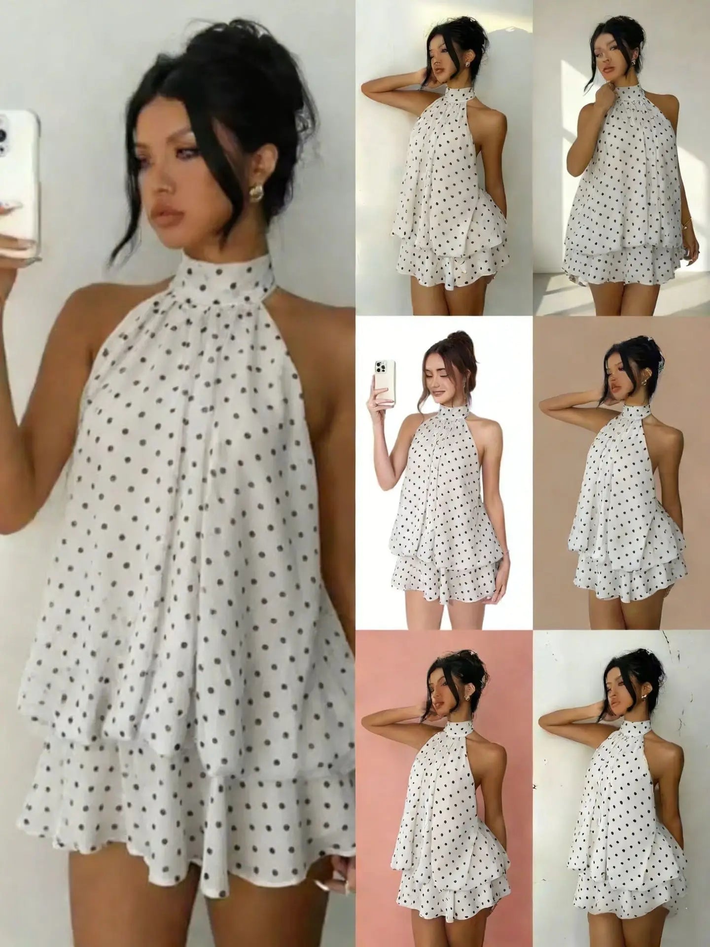 Chiffon Halter Backless Summer Mini Dress for Women