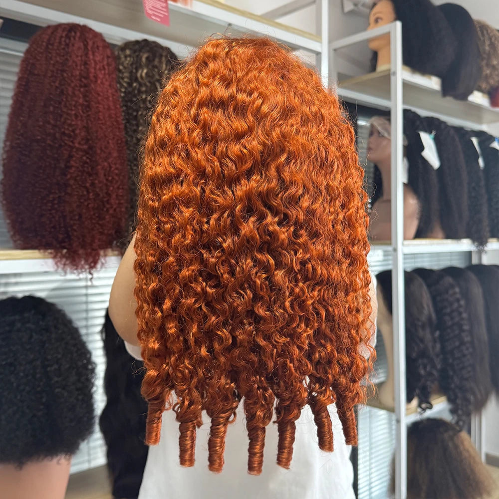 Burgundy Curly Lace Frontal Human Hair Wig for Women