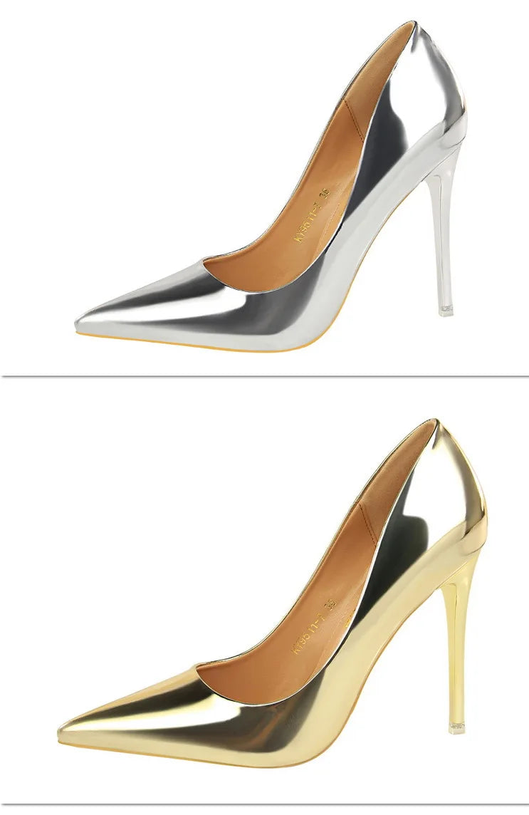 Classic Patent Leather Stiletto High Heel Pumps for Women