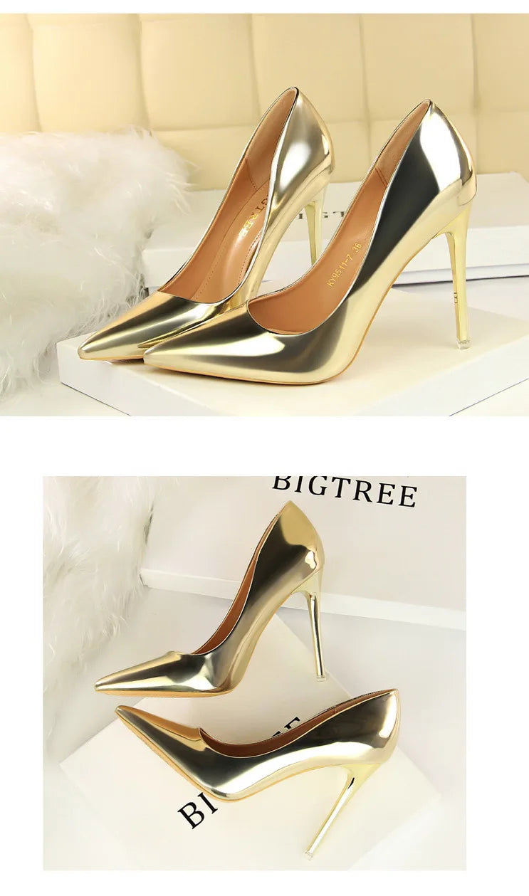 Classic Patent Leather Stiletto High Heel Pumps for Women