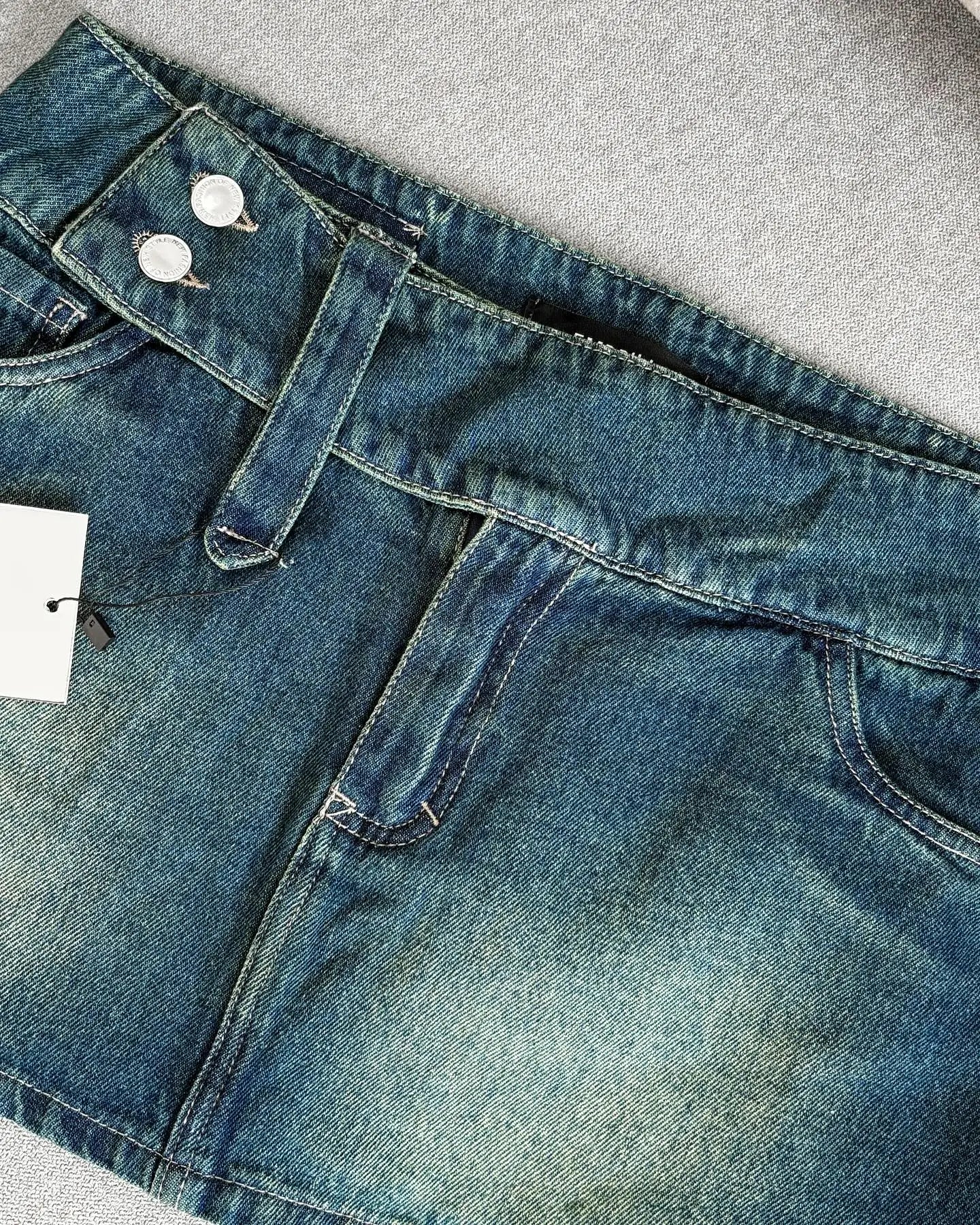 Solid Blue Denim Mini Skirt