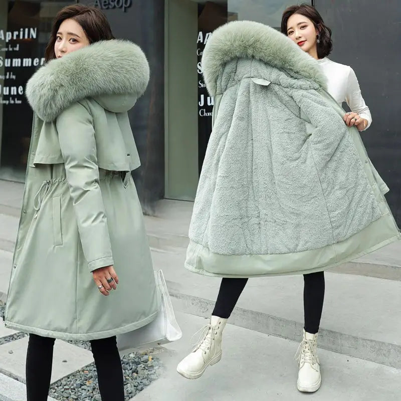 2025 New Parkas Women's Long Coat Winter Jacket Overcoming Plush Cotton Jacket