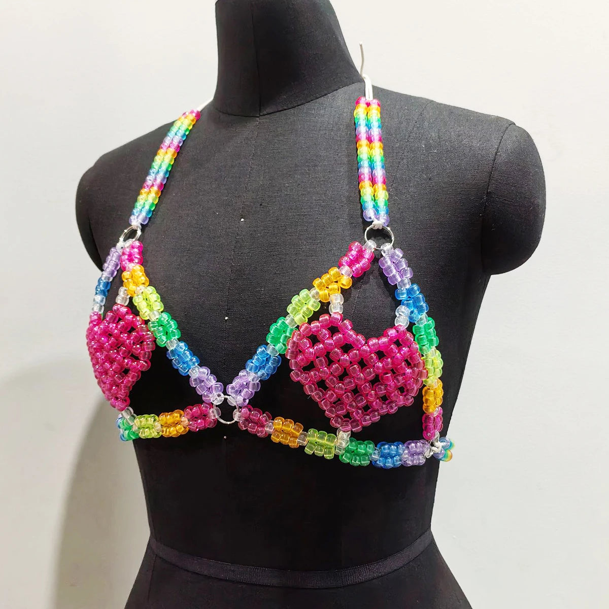 Retro Beaded Heart Bralette Set