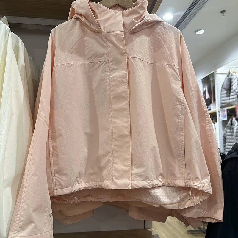 Lightweight Stand Collar Zippered Bomber Jacket For Women